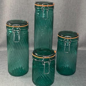 Vintage Teal Swirl Glass Canister Set