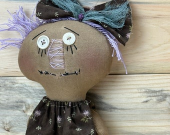 Creepy Cute Poppet, Handmade Primitive Doll, Handmade Ragdoll