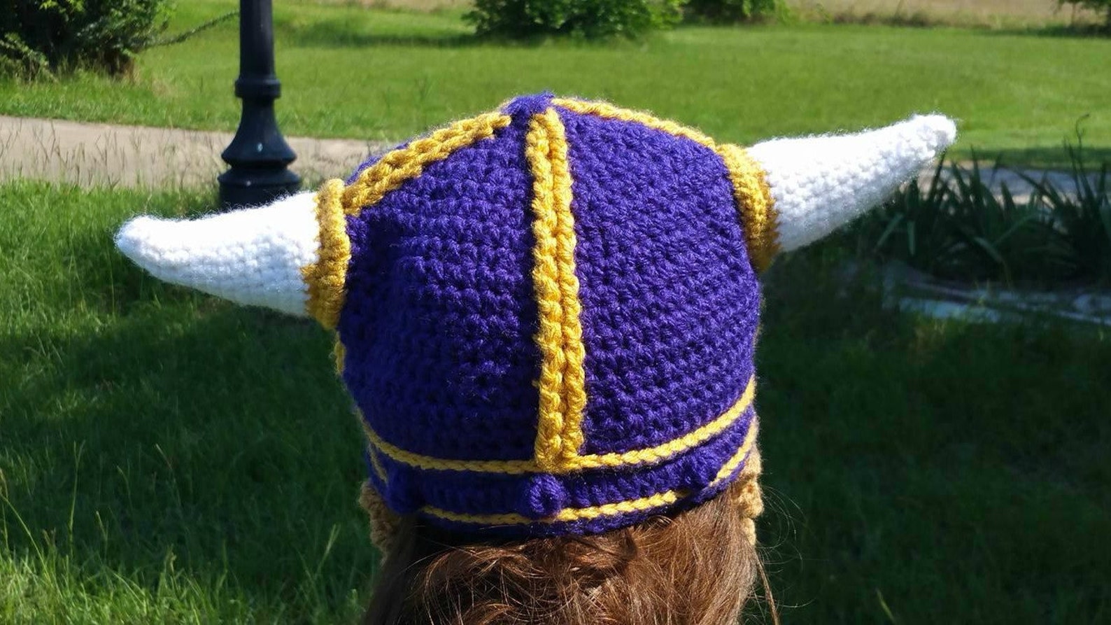 MN Vikings Hat With Beard Viking Hat With Braids Crochet Etsy