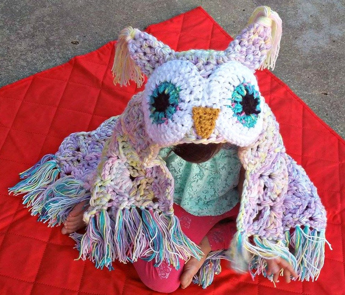 Owl Blanket Crochet Hooded Owl Blanket Handmade Owl Blanket Etsy