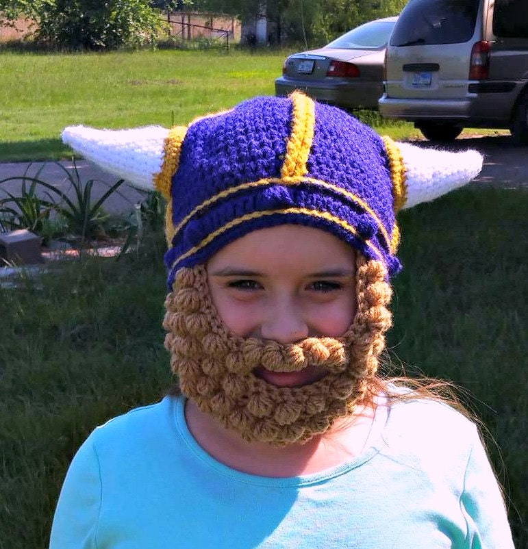 MN Vikings Hat With Beard Viking Hat 