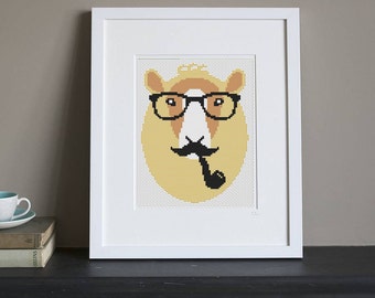 Cross Stitch Pattern - Retro - Hipster Sheep - Instant Download