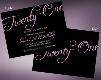 21st Pink Sparkle Birthday Invitations INSTANT DOWNLOAD, edit your own text