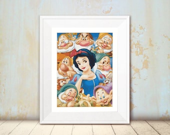 Cross Stitch Pattern - Snow White and The Seven Dwarves  - Instant Download