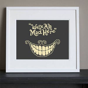 Cross Stitch Pattern - Cheshire Cat &quot;We&#39;re All Mad Here&quot; - Alice in Wonderland  - Instant Download