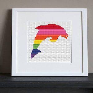 Cross Stitch Pattern - Rainbow Dolphin - Instant Download