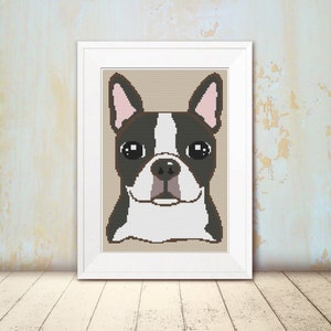 Cross Stitch Pattern - Dog - Boston Terrier - Instant Download