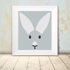Cross Stitch Pattern - Cute Rabbit - Colored Canvas - Instant Download