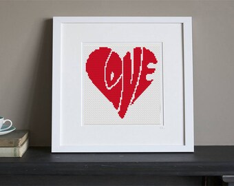 Cross Stitch Pattern - Love Heart - Instant Download