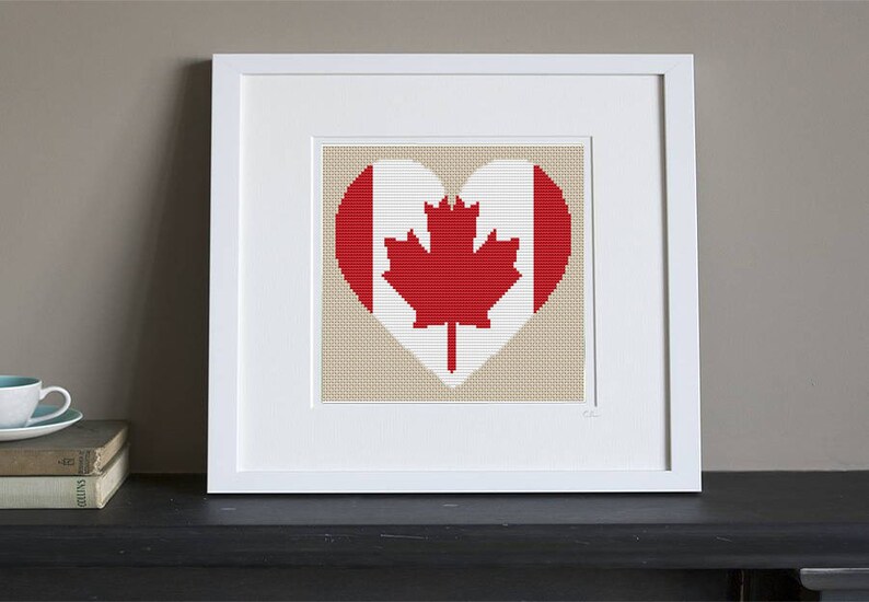 Cross Stitch Pattern Canada Heart Flag Instant Download Etsy