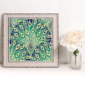 Cross Stitch Pattern - Colorful Peacock - Bird - Large - Instant Download