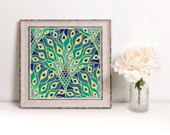 Cross Stitch Pattern - Colorful Peacock - Bird - Large - Instant Download