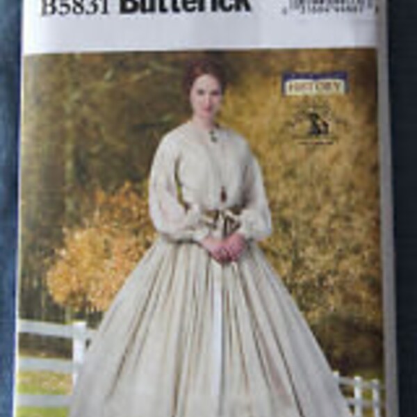 NEW UNCUT 8 10 12 14 16 or 16 18 20 22 24  Butterick B5831 Civil War Hoop Dress and petticoat Making History Sewing Pattern Victorian 5831