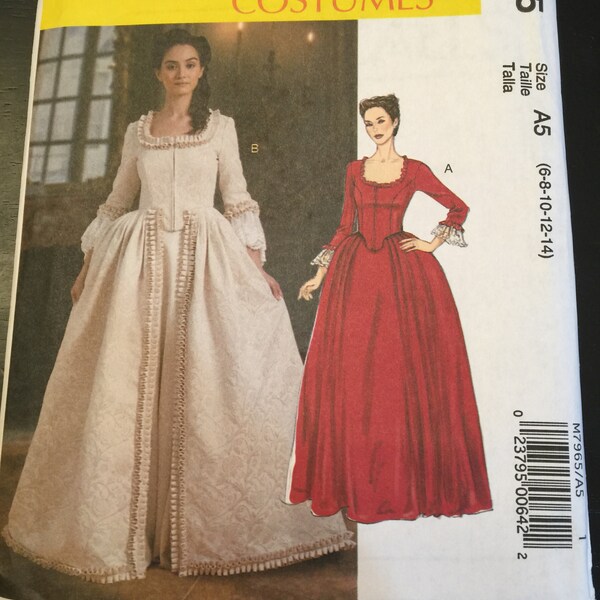 NEW UNCUT  14 16 18 20 22 McCalls Costumes M7965 7965  Ball Gown Dress Victorian Sewing Pattern Civil War Colonial