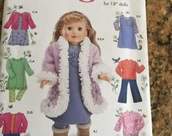 Simplicity 4786 Wardrobe for 18" doll patterns NEW