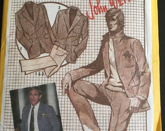 NEW UNCUT 40 Simplicity 9791 Men's Pants Suit Coat sewing pattern John Weitz vintage retro