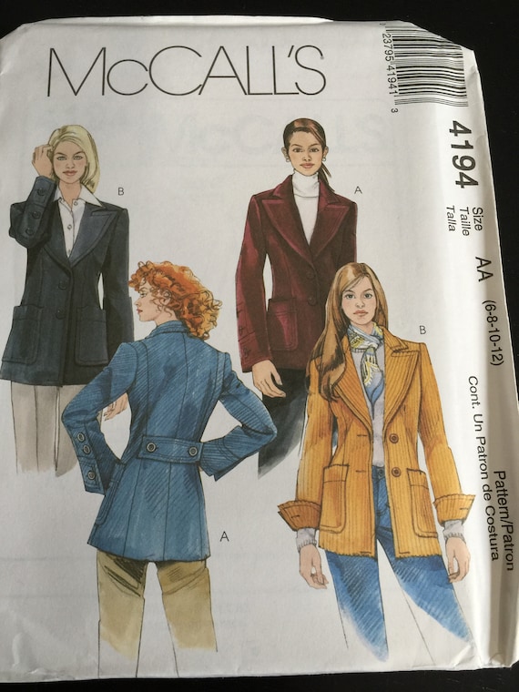 MCCALLS M5188 MISSES LINED JACKET BLAZER SEWING PATTERN SZ 6 TO 12