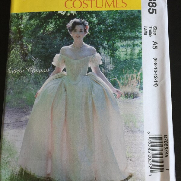 NEW UNCUT 14 16 18 20 22 McCalls Costumes M7885 7885  Ball Gown Dress Victorian Sewing Pattern Civil War by Angela Clayton