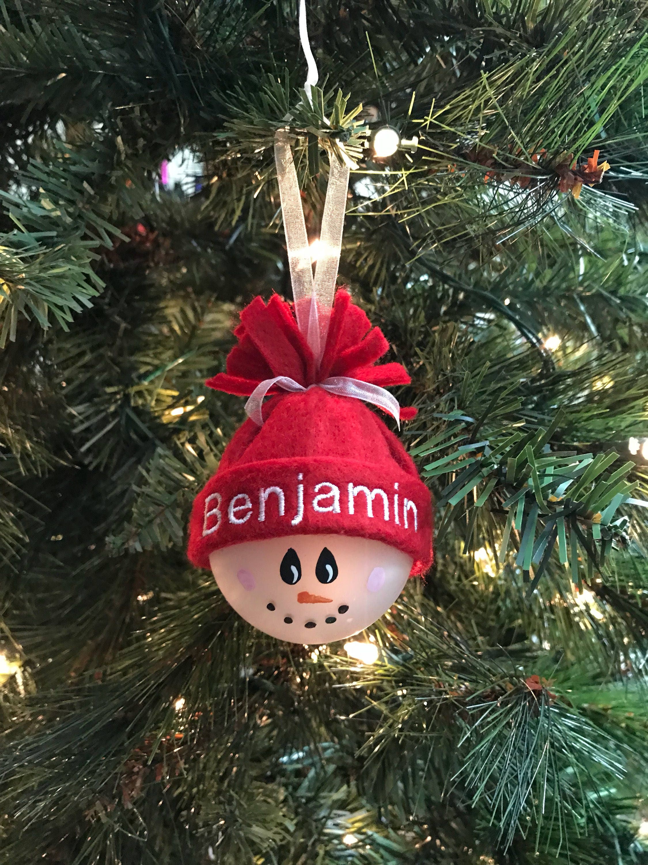 Personalized Snowman Holiday Ornaments -  Hand-painted