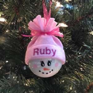 Personalized Snowman Holiday Ornaments -  Hand-painted
