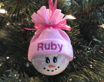 Ships after January 1, 2024*. Personalized Snowman Holiday Ornaments -  Hand-painted