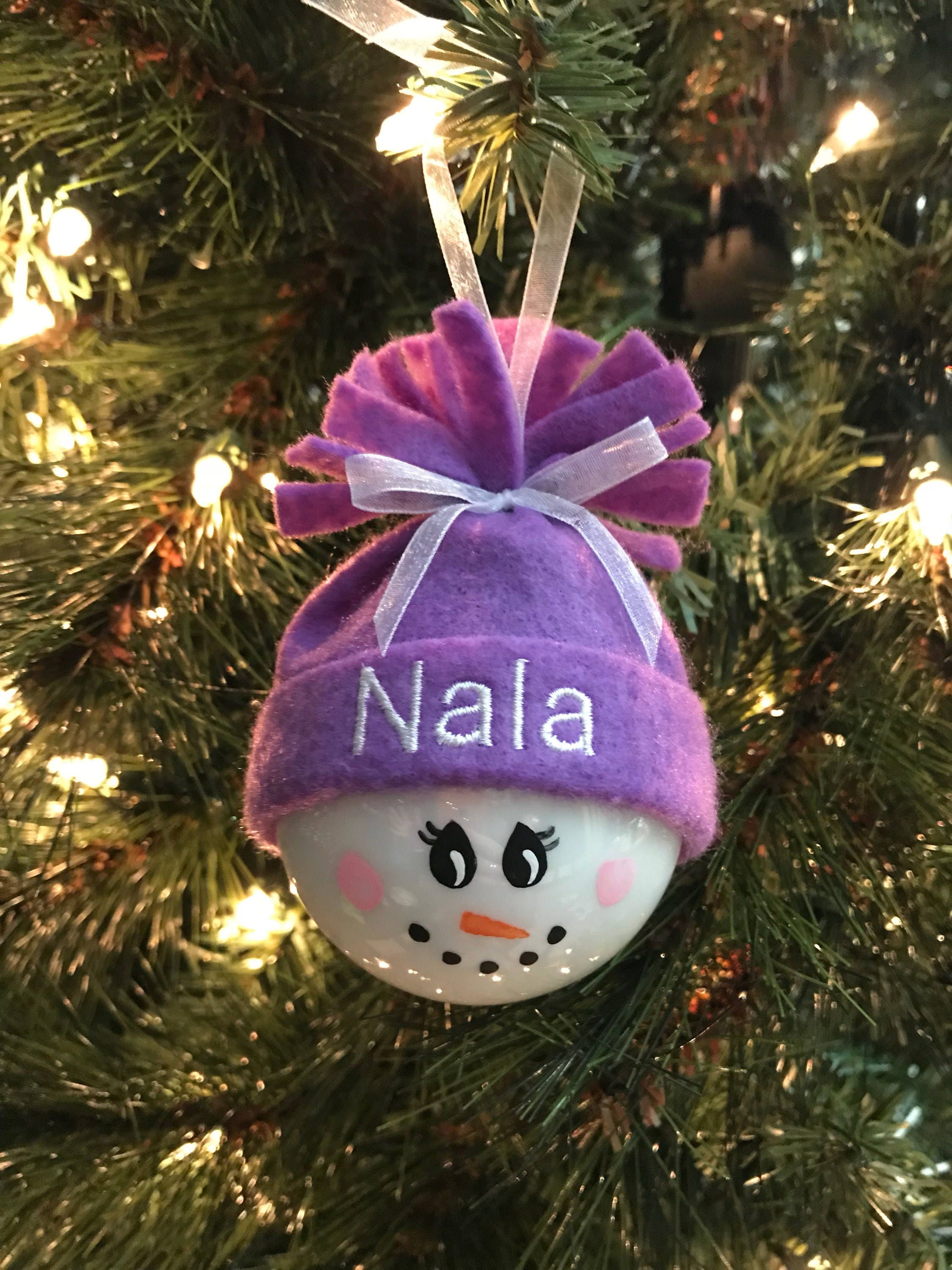 Personalized Snowman Holiday Ornaments -  Hand-painted