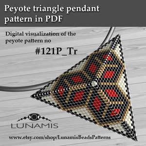 Pattern for triangle pendant, peyote patterns, beading, peyote stitch, 121P_Tr image 2
