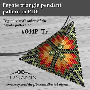 Peyote pattern for triangle pendant, bead patterns, peyotestitch, digital file pdf, 044P_Tr image 2