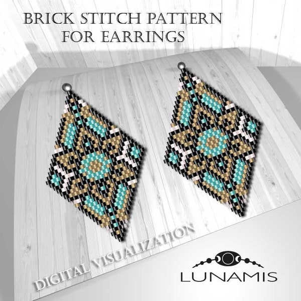 Brick stitch patterns for beads earrings, digital file pdf, #032_ea