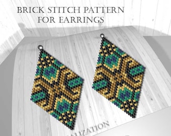 Brick stitch patterns for beads earrings, digital file pdf, #014_ea