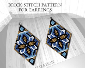 Brick stitch patterns for beads earrings, digital file pdf, #001_ea