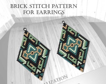 Brick stitch patterns for beads earrings, digital file pdf, #004_ea