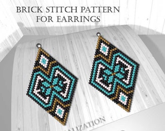 Brick stitch patterns for beads earrings, digital file pdf, #003_ea