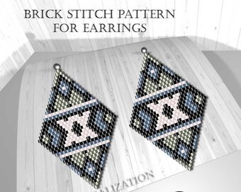 Brick stitch patterns for beads earrings, digital file pdf, #117_ea