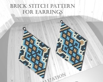 Brick stitch patterns for beads earrings, digital file pdf, #019_ea