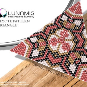 Patroon voor driehoekige hanger, peyotepatronen, kralen, peyotesteek, #129P_Tr
