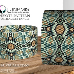 Bangle bracelet peyote pattern, tubular peyote, peyote pattern, stitch pattern, pdf file, pdf pattern, 015PB image 1