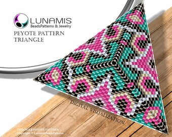 Peyote triangle patterns, pattern for triangle bead pendant, digital file, pdf pattern #074P_Tr