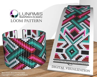 Loom bracelet pattern, loom pattern, square stitch pattern, pdf file, pdf pattern, cuff, #064L