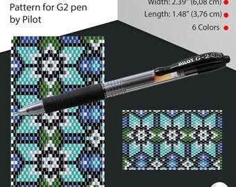 Peyote pen cover patterns, pattern for G2 pen by Pilot, pen wrap, peyote patterns, beading, peyote stitch, digital file, pdf pattern #058PG2