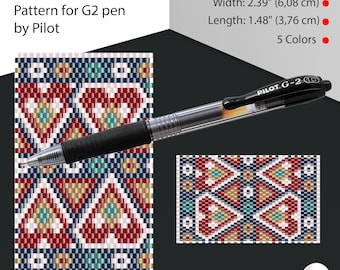Peyote pattern for G2 pen by Pilot, pen wrap, beading, peyote stitch, digital file pdf, #073PG2