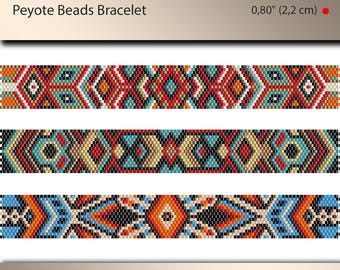 3 x peyote bracelet pattern, peyote narrow pattern pack, odd count, stitch pattern, pdf file, pdf pattern, #063PPN, lunamis