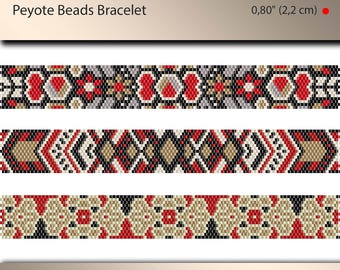 3 x peyote bracelet pattern, peyote pattern, odd count, stitch pattern, pdf file, pdf pattern, #040PPN, lunamis