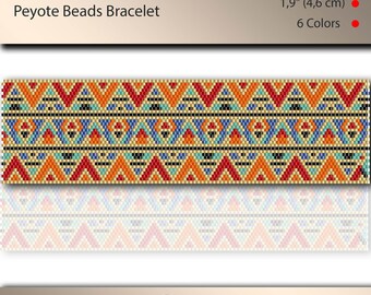 Peyote muster für perlenarmband, Even Count, perlenweben, farbige Dreiecke, geometrie, peyotestitch, pdf datei sofort download #148P