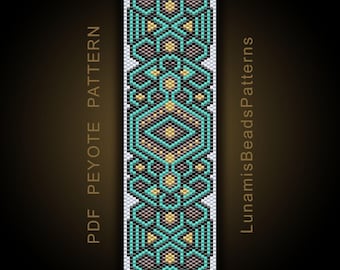 Peyote Bracelet Pattern, Odd Count Beading, Geometric Cuff (PDF Download) #105P