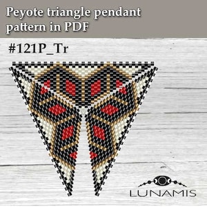 Pattern for triangle pendant, peyote patterns, beading, peyote stitch, 121P_Tr image 3