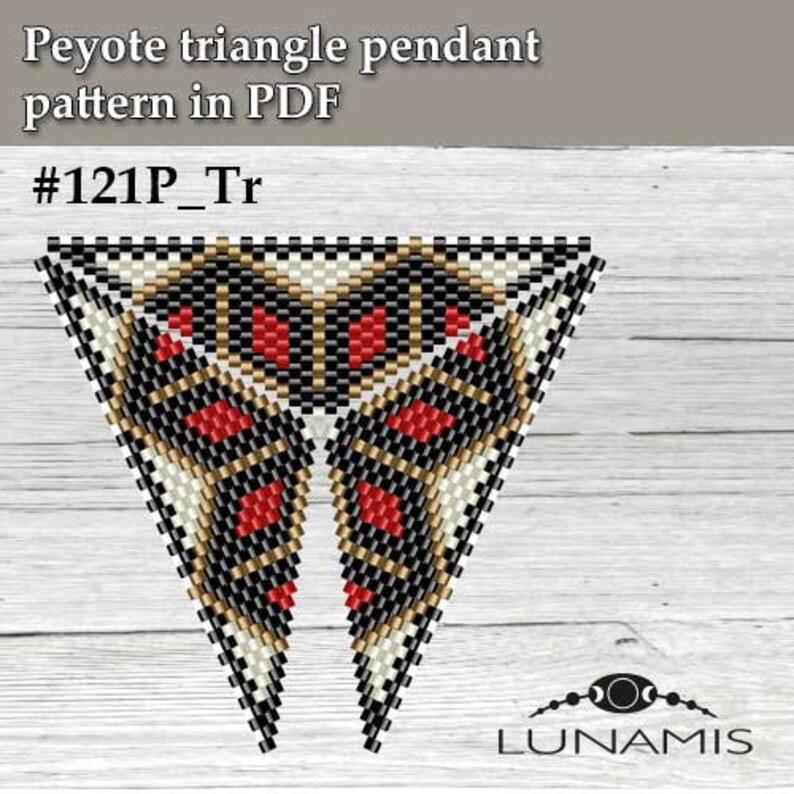 Pattern for triangle pendant, peyote patterns, beading, peyote stitch, 121P_Tr image 3