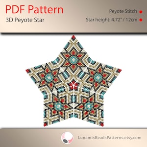 Pattern for 3d star peyote, pdf patterns, beading, peyote stitch, #037_st