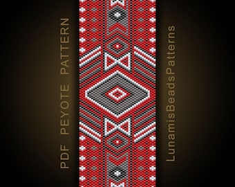 Patrón de pulsera peyote, diseño de brazalete con cuentas de número impar (patrón en PDF) #009P