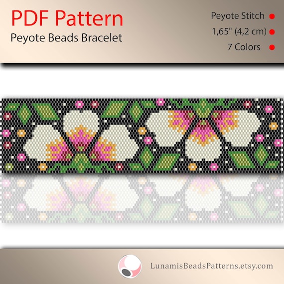 peyote bracelet pattern, odd count, peyote pattern, stitch pattern, pdf file, pdf pattern, #155P